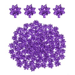 100pcs 1″ Mini Star Gift Bows Metallic Christmas Bows for Gift Wrapping, Purple