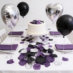 900PCS Dark Purple Black Silver Silk Rose Petals – Artificial Flowers