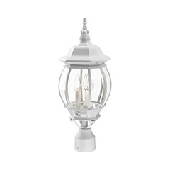 Lighting 7526-13 Post Top Light Fixture, White | Clear Beveled Glass Shades