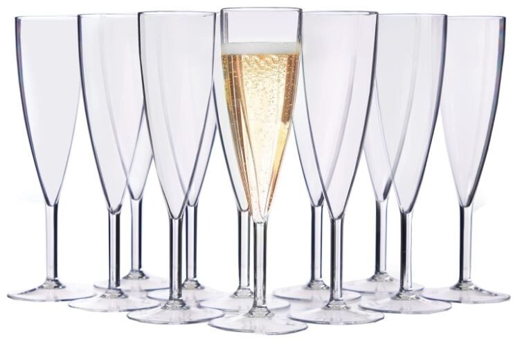 US Acrylic Drinkware 12 Plastic 6-ounce Clear Champagne Flutes