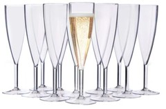 US Acrylic Drinkware 12 Plastic 6-ounce Clear Champagne Flutes