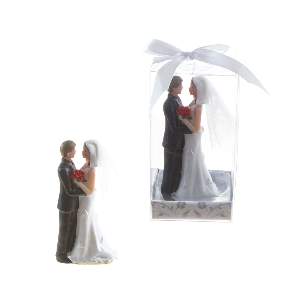 Mega Favors – Keepsake Wedding Couple Facing Each Other Poly Resin, 12PCS