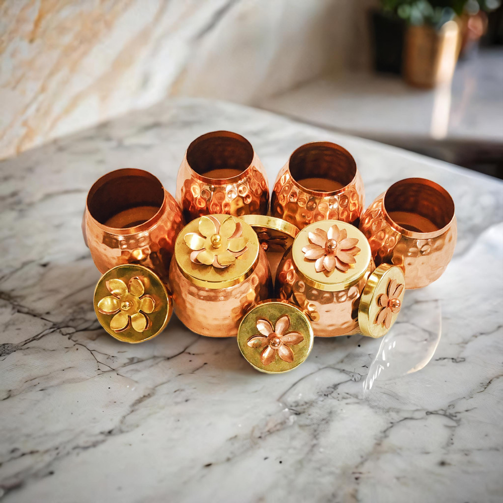 Copper Plated Hammered Dry Fruit Jars Indian Return gift Wedding Favor Gift