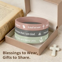 MATEPLUS 24P Bible Verse Silicone Bracelets, 12 Small, 12 colors