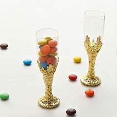 12 CLEAR GOLD Mini 4″ Champagne Flutes Party Favor Gift Holders
