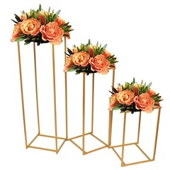 Gold Geometric Flower Stand Set of 3 – Elegant Wedding Decor Prop