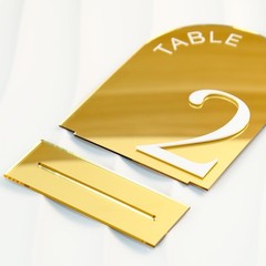 Gold Mirror Arch Wedding Table Numbers 1-10 with Stand, 10 Pack 5×7 Inch Mirr…