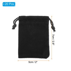 20Pcs Velvet Gift Bags 2 x 2.8″ Velvet Drawstring Jewelry Pouches Black