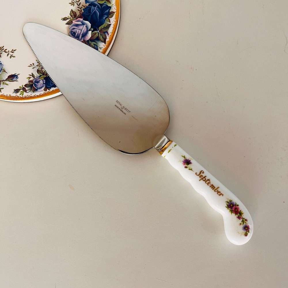 Royal Albert ‘September’ Cake Knife – English Porcelain, Flower of the Month