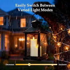 12 Pcs Battery Operated Waterproof Ivory Plastic Flameless Pillar Candles with