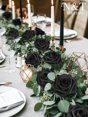 Artificial Black Rose Flowers Pack 50pcs Latex Foam Bouquets Wedding Party Home