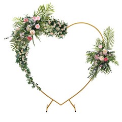 Large Heart Archway Wedding Backdrop Stand Gold Arch Frame Flower Balloon Decor