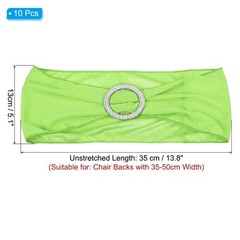 10Pcs 14″x5″ Stretch Chair Sashes Bows Chair Bands Sash with Buckle Light Green