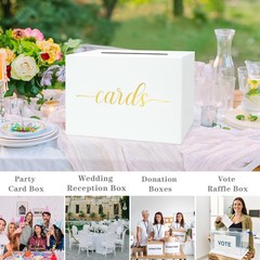 Mulbozy White Wedding Card Box, Gift Cards 10.6 x 7.48 x inches,