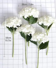 12PCS 15.4In Artificial Hydrangea Silk Flowers Bouquet Faux 12pc-white