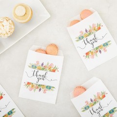 Paper Bags Cookies & Treats 7.5 x 5 in White 100 Pack Thank You Pouches W/