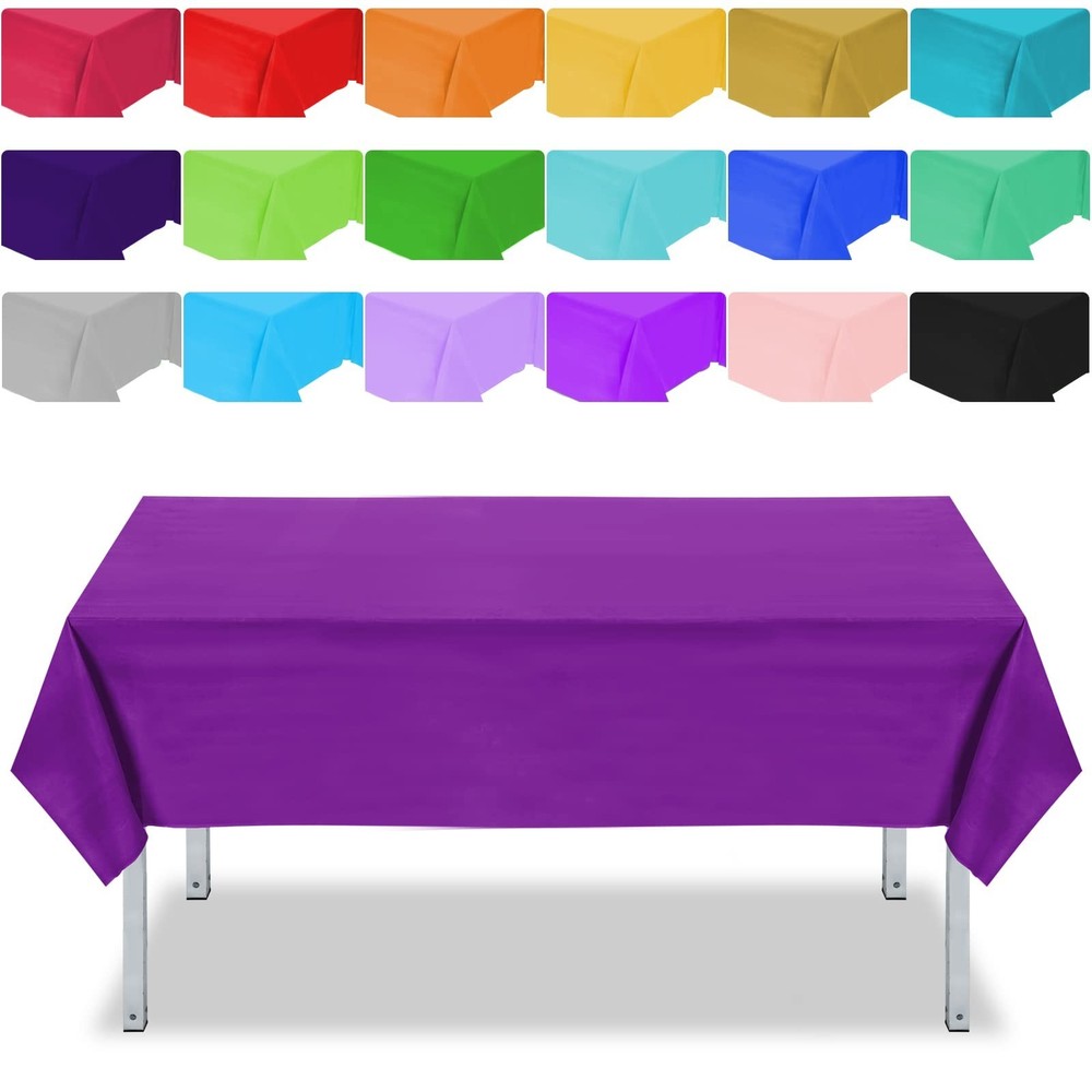 Haull 18 Pack Assorted Color Disposable Plastic Tablecloths 54 x 108 Inch Rec…
