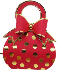 50Pcs Red and Gold Bowknot Handbag with Gold Foil Dot Wedding Favor Boxes Candy