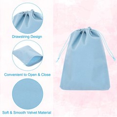 8Pcs Velvet Gift Bags 7 x 9″ Velvet Drawstring Jewelry Pouches Light Blue