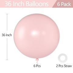 36 Inch Giant Balloons, 6 Pack Large Round Latex Balloons for 6 Pcs Light Pink