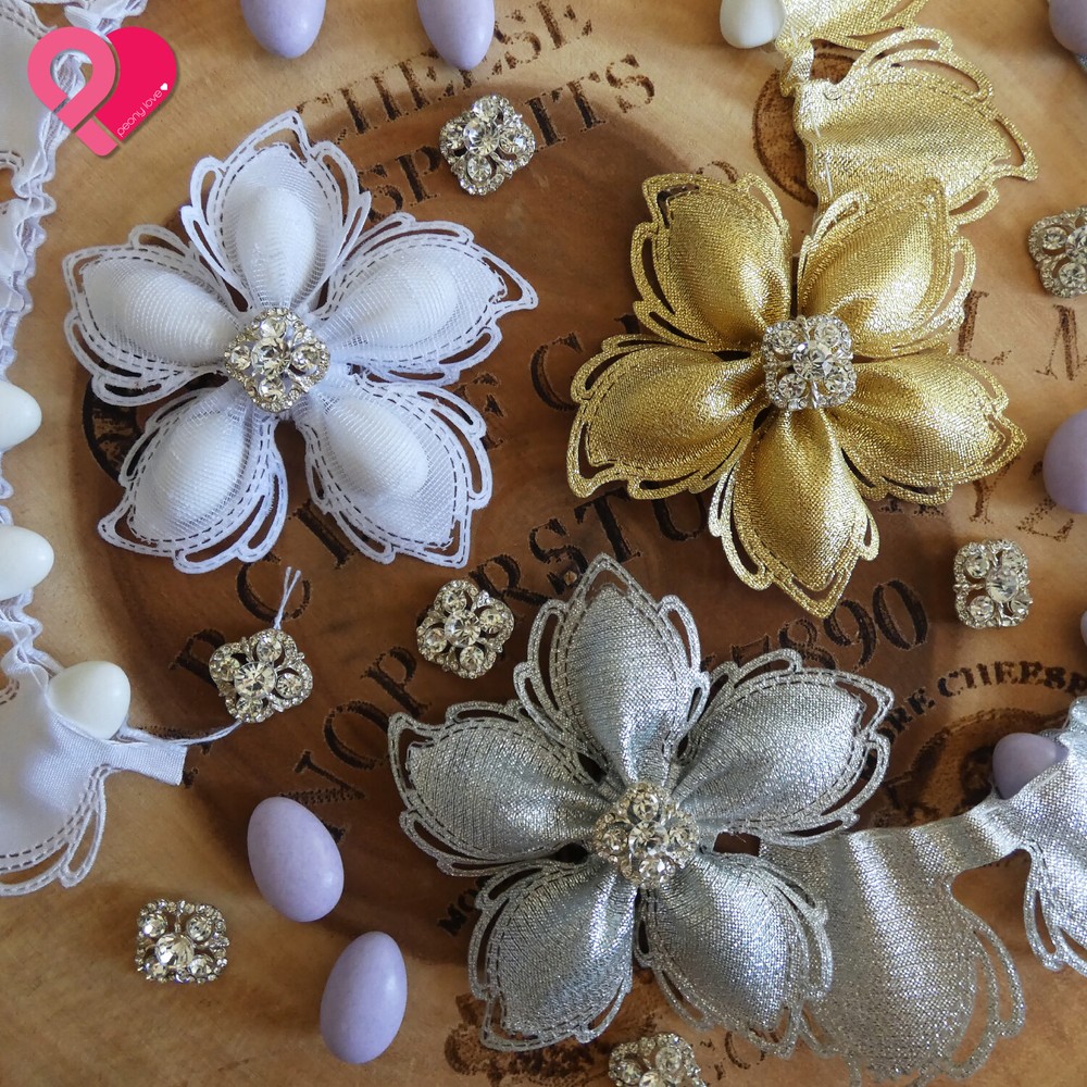 Flower Petal Pull Bow Ribbon Pouch Jordan Almond Holder Baby Wedding Party Favor