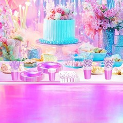 Srua Don Pink Iridescent Party Decorations Tablecloth, 3 55 x 86 inches,
