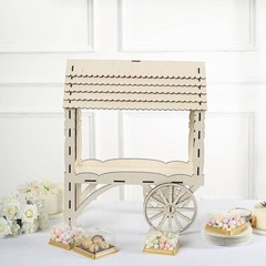5 in Natural Laser Cut Mini Candy Cart Wooden CUPCAKE Dessert STAND Party Events