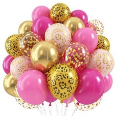 Hot Pink Cheetah Balloons, Pastel Pink Metallic Gold Leopard Hot Pink Gold