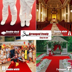 Red Carpet Runner for Party, 2.6X15 ft, 130 GSM Felt Non-Woven Fabric, Hollyw…