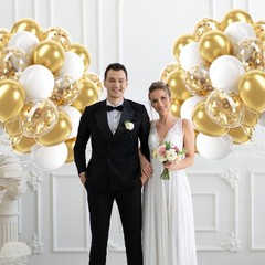 60pcs Gold and White Balloons 12inch, 12 inches,