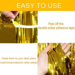 Gold Tinsel Curtain 4 Pack Foil Fringe Backdrop Streamer Photo Booth Wall Decor