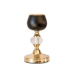 2 pcs Gold and Black 7″ 11″ tall Metallic Candle Holders with Crystal Accents