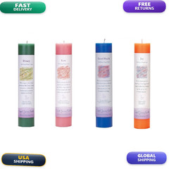 Crystal Journey Reiki Charged Herbal Magic Pillar Candle – Of 4