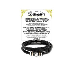 Braided Vegan Leather Bracelet & Sentimental Message Card Gift Set for Design 8