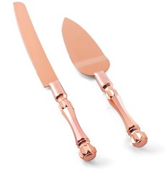 Homi Styles Wedding Cake Knife and Server Set | Rose Gold Color Premium 420 S…