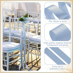 Dusty Blue 24 Pcs Wedding Bows Aisle Decorations Satin Bows for Chairs Decorativ