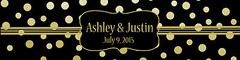 Gold Confetti w black wedding anniversary Engagement party Water Bottle Labels