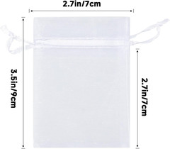50Pcs Organza Bags, 2X3 Inch Gift Favor Bags, White Wedding Favor Bags, Jewelry