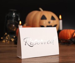 20 Pack Modern White Reserved Table Sign with Silver Letters – Reserved Signs…