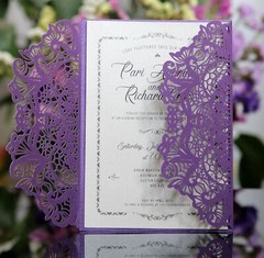 100x Wedding Invitation Cards Laser Cut Hollow Out Romantic Holiday Party Floral