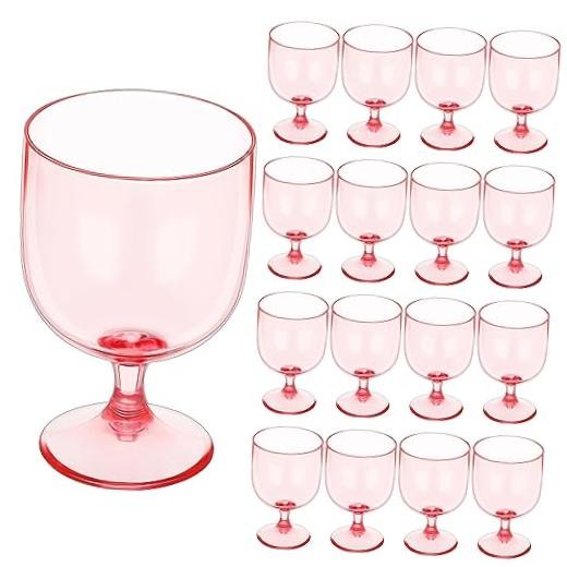 16 Pack Plastic Wine Glasses 7.5 oz Wine Glass with Stem Reusable Unbreakable