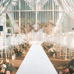 Wedding Aisle Runner White Sequin Carpet Runner for Party Sparkly Rug Indoor Out