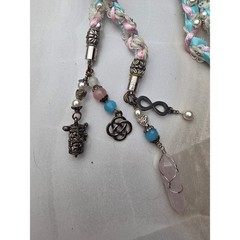 Pastel Handfasting Cord Braided Ribbon Lace Rose Quartz Pentacle Charms 53in D1