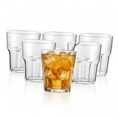 6 PCS Clear Plastic Tumblers, Resuable Drinking Glasses 8.8 OZ, BPA Free