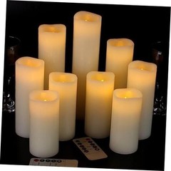 Flameless Candles Battery Operated Candles Real Wax Ivory 4″ 5″ 6″ 7″ 8″ 9″
