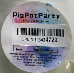 Pig Pot Party, 100 Count 9 X 11 Clear Cellophane Bags with Gold Twist Ties.