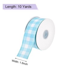 Plaid Check Ribbon, 1.5 Inch x 10 Yards Gingham Ribbon, Sky Blue