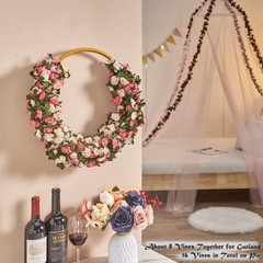 8pcs x 8.2ft Artificial Flower Garland Floral 8 Vines 66FT, Spring-pink-8pcs