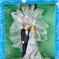 Vintage COAST NOVELTY 25th Wedding Anniversary Cake Topper Bride/Groom NIB ivory