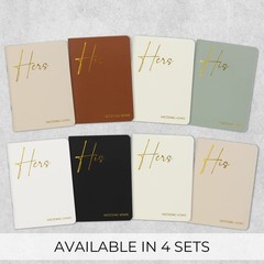 Terracotta Beige Wedding Vow Books Gold Foil His and Hers Set